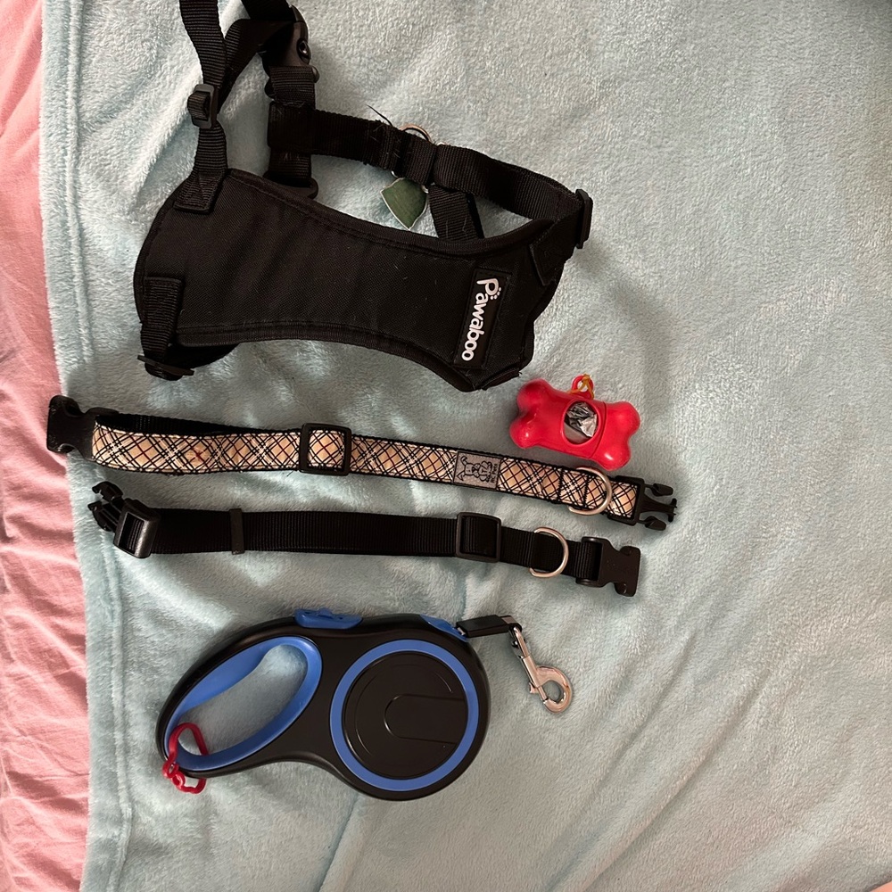 PetAboo Black Dog Harness Set collar
